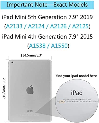 Hi Space iPad Mini 4th / 5th Case Bijeli mramor, iPad Mini 7.9 Case Green Mint Trake Mramorni poklopac 2019