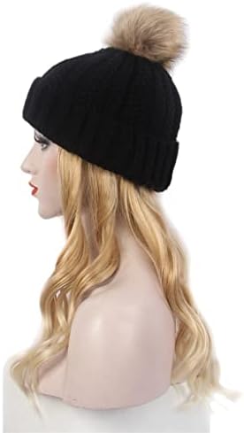 KLKKK modni ženski šešir za kosu dugi Kovrčavi Zlatni šešir za periku crni pleteni šešir perika stilski ličnost