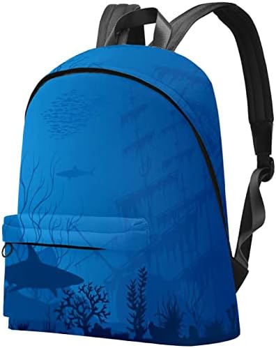VBFOFBV Lagani casual backpack za prijenosna računala za muškarce i žene, podmorni plavi morski pas koralj