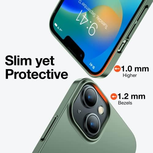 Torras Slim Fit kompatibilan je za 13 mini fuse zelene boje, [papir tanki] [svilenkast] Tvrdi plastični lagani telefon za zaštitu od ogrebotina za iPhone 13 mini 5,4 inča, alpska zelena