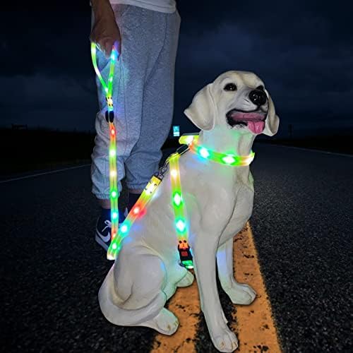 Osvetljenje pasa za pse za srednje pse osvijetljeni pas za pse punjivi vodootporni osvetljeni sjaj u tamnom reflektirajućoj svjetloj pasa LED LED
