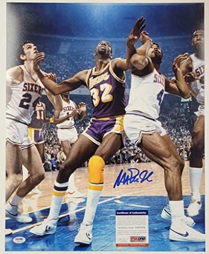 Magic Johnson Autograph potpisan 16x20 fotografija 2 vs Erving ~ PSA / DNK COA - AUTOGREM NBA Photos