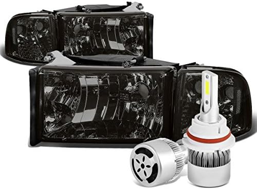 Kompatibilno sa Dodge Ram 2nd Gen BR/be Smoked Lens Clear Corner far & amp ;Kutno svjetlo + 9004 LED komplet