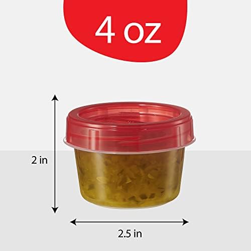 Plastipro 6 pakovanja Twist Cap kontejneri za skladištenje hrane sa crvenim poklopcem na Zavrtnju - 4 oz kontejneri za višekratnu upotrebu obroka-mali kontejneri za zamrzivač za mikrotalasnu pećnicu Crvena Plastična ostava hrane