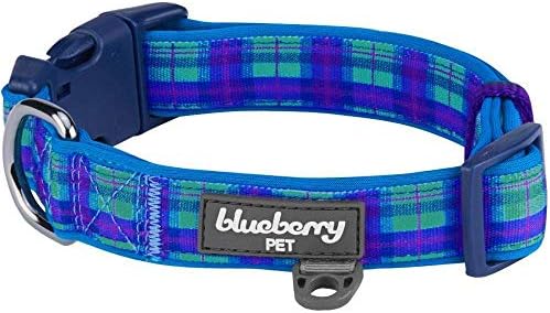Blueberry Pet Soft & Comfy Scottish Hudson plavi plaćeni tartan dizajner postavljen podesivi ovratnik za pse, srednje, vrat 14.5 -20