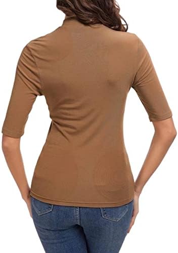Tntiyo ženski mock turtleneck vrhovi pola rukava slim ugradbene majice casual čvrste majice