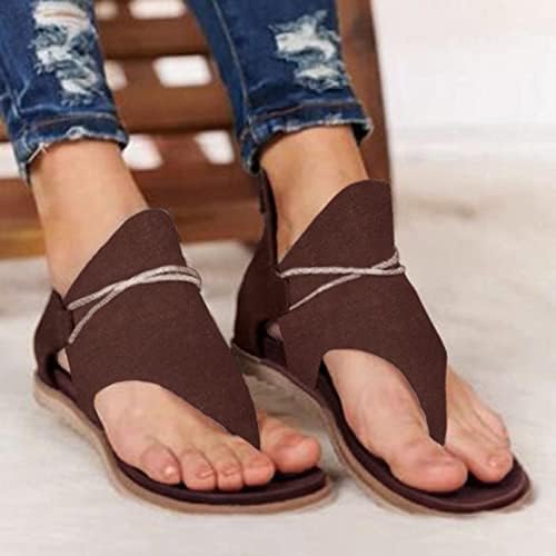 XipCokm Dressy sandale za žene Ležerne prilike Flip Flops Solid Thong Sandale sa zadnjim zatvaračem Udobno