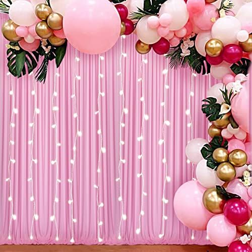 6 panela ružičasta zavjesa za zabave za zabave za bebe tuširanje ružičaste fotografije zavjese Hrapdrop