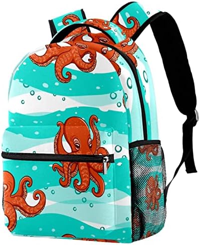 Narančasto hobotnice morski valovi ruksaci dječaci Djevojke školske knjige torbe za planinarenje Pješački kampovi Daypack Ruccsack