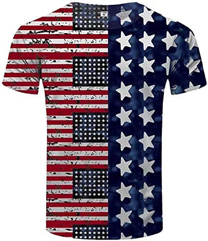 Muški 4. juli Vojnike kratkih rukava Majice Američka zastava Neovisnosni košulje Retro vrhovi zvijezde i