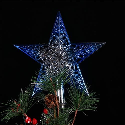 KESYOO 20CM Božićne ploče Silvery Blue Star Topper Treetop Hollow Glitter za božićne vrtić Domaća zabava