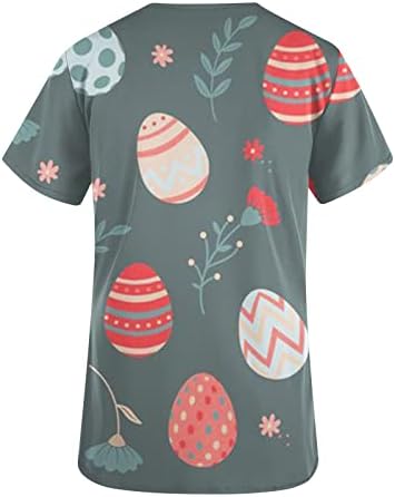 Top Shirt za dame kratki rukav V izrez cvijet grafički slatka životinja nošnje Osnovni piling sretan poklon Uskrs Egg Top