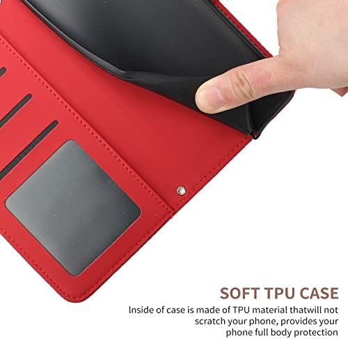 Xyx torbica za novčanik za Samsung S21 Plus, Emboss Butterfly Flower PU kožna Flip zaštitna torbica sa postoljem za nošenje na narukvici za Galaxy S21 Plus 5G, Red