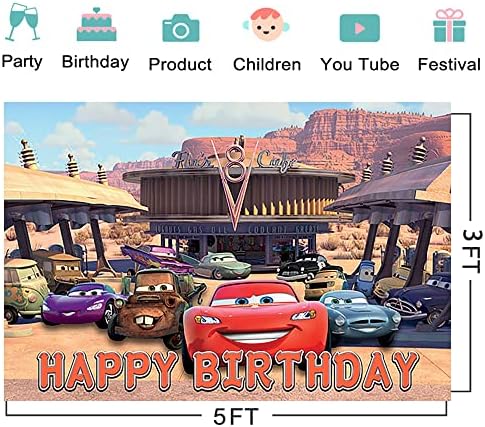 Crvena munja McQueen pozadina za rođendanske potrepštine Automobili baner za dekoracije za zabave Baby Shower fotografija pozadina 59x38in