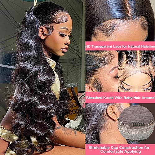 VIPbeauty 30 inča 13x4 HD prozirne čipkaste prednje perike brazilske perike za ljudsku kosu za crne žene