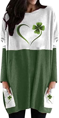 Mousya St Patrick's Dnevna košulja ženske djetelsko srce dugih rukava plus veličine boja blok duksera sa