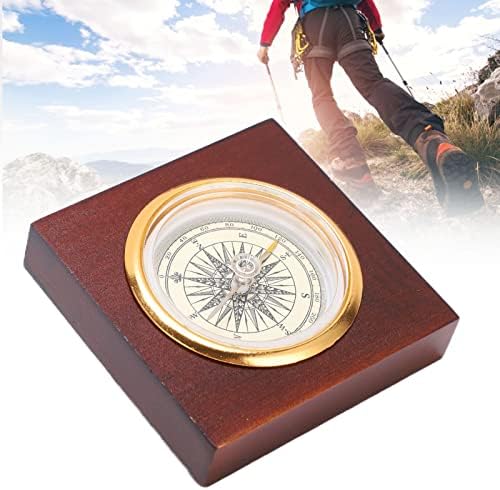 Yeuipea Antique aluminijumski aluminijski kompas sa drvenom kutijom - Esencijalna oprema za kampiranje,