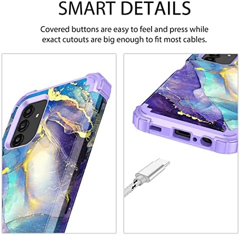 Racase za Galaxy A13 5G futrolu, troslojni štrajk za zaštitu od teške razine, čvrsti plastični branik + meka silikonska gumena zaštitna futrola za Samsung Galaxy A13 5g, ljubičasta
