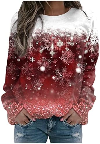 Korisni slatki vrhovi grafički duksevi dugi rukavi pulover labavi ženski Duks trendi Crewneck Božićni duksevi
