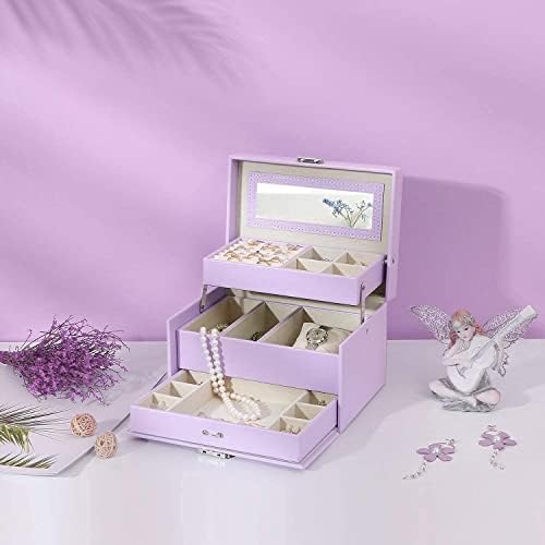 BEWISHOME 3-slojna kutija za nakit kutija za organizatore nakita za žene djevojke torbica za čuvanje naušnica