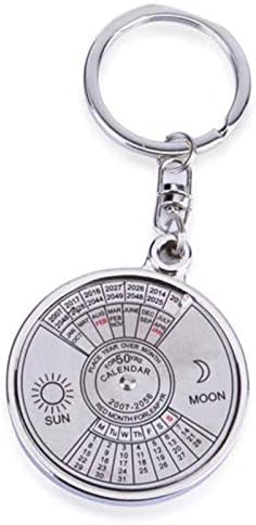 Quesheng 50-godišnji kalendar kalendarnski lanac mini metalni prsten Compass Keyring tipke za ključeve planinarenje