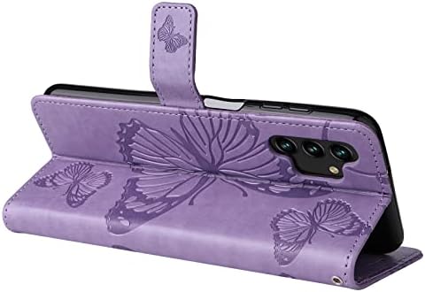 Meikonst futrola za Galaxy A13 4G, modni Retro 3D leptir reljefni PU kožni novčanik u stilu knjige Flip sa poklopcem držača kartice sa magnetnim postoljem za Samsung Galaxy A13 4G, Kt Purple Butterfly
