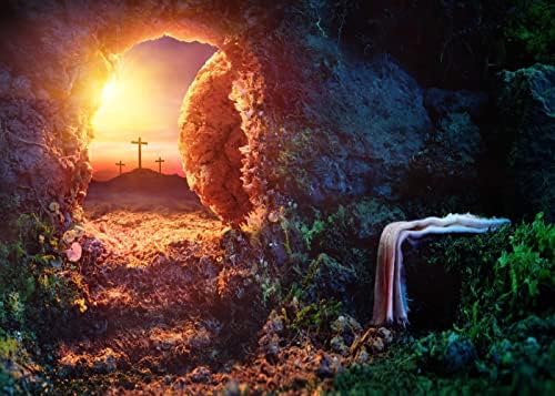 Vaskrsenje Isusa krst pozadina BELECO 5x3ft tkanina Uskrs Backdrop Holy Lights Mountain Sunrise pećina grob
