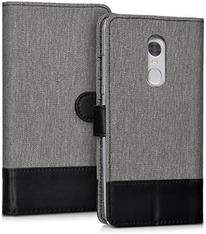 kwmobile torbica za novčanik kompatibilna sa Xiaomi Redmi Note 4 / Note 4X - preklopnom navlakom za futrolu i telefon od umjetne kože-Siva / Crna