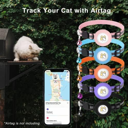 Airtag Cat ovratnik sa Apple Airtag držačem nadograđenom reflektirajućom Mačjom kragnom sa Otkopčanom sigurnosnom kopčom za štene mačića 