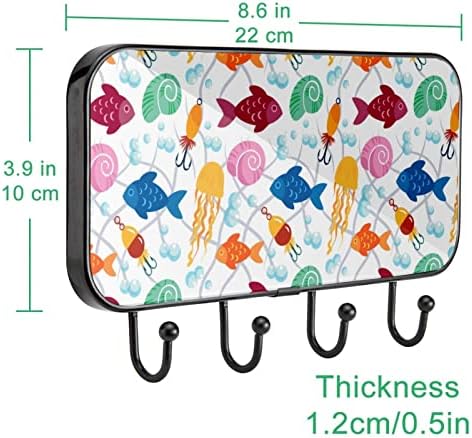 Šarene ribe kuka puževa hobotnica print kaput nosač zida, ulazni kaput nosač sa 4 kuka za kaput kaput za ručnik torbica za kupatilo u kupaonici dnevni boravak