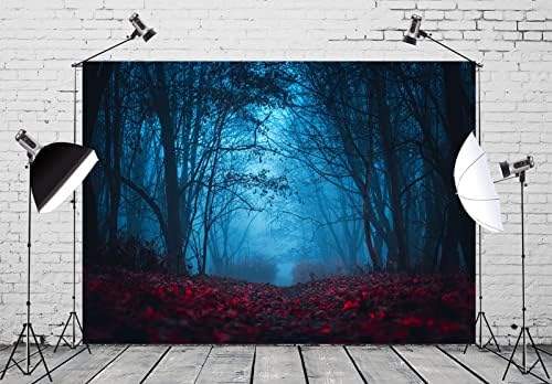 BELECO 10x8ft tkanina misteriozna maglovita šuma Pozadine za fotografiju tamni horor Park crveno lišće šuma