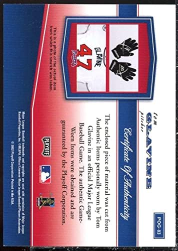 Tom Glavine Card 2002 Play -f komad igre Materijali 83a