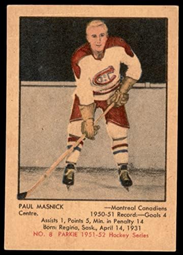 1951 Parkhurst # 8 Paul Masnick Montreal Canadiens Ex / Mt Canadiens