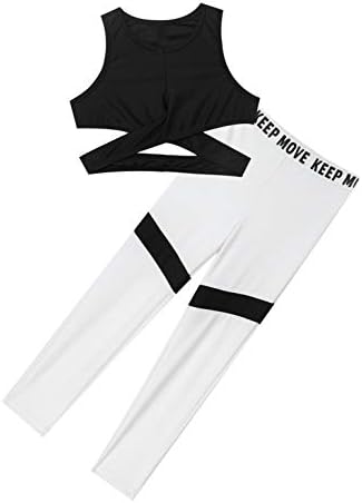Yeador Kids Girls 2pcs Sportske odjeće Racerback Userilice i patchwork gamaše set baleta teretana Fitness