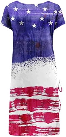 4. jula Haljine za žene okrugli vrat kratkih rukava Američka zastava Midi haljina seksi haljina u obliku