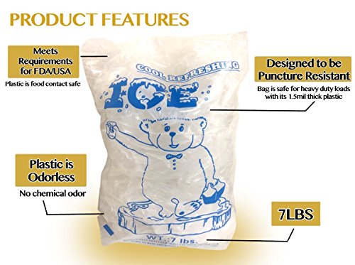 Aquanacija - 7Lbs BPA besplatna hrana sigurna plastična vrećica za ledene vreće Probori 8 x 22 inča sa uvidničkim