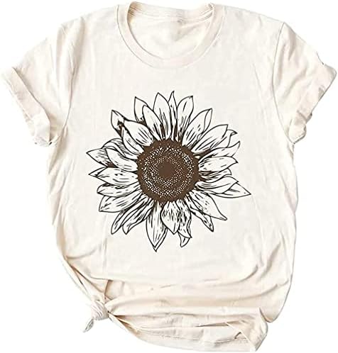 Chulianyouhuo suncokretova grafička košulja za žene slatka cvijet kratki rukav dame Tee Tops teen djevojke