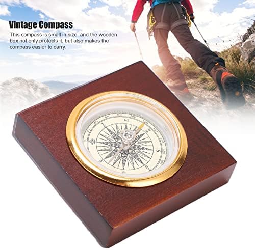 Vifemify Vintage kompas aluminijum i aromatični kompas drva sa drvenim futrolom za kampovanje, planinarenje,