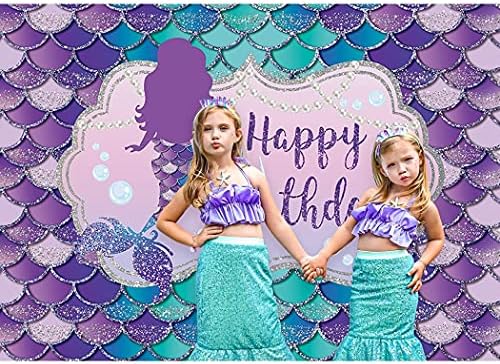 Maijoeyy 7x5FT backdrop za djevojku Mermaid Party pod morem sirena rođendanske pozadine sjajnih plavih ljubičastih