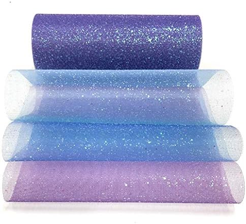 Lauthen.S Rainbow Glitter Tulle Rolls, dekorativna tulle Fabric Roll 6 x 10 metara plava svjetlucava boja