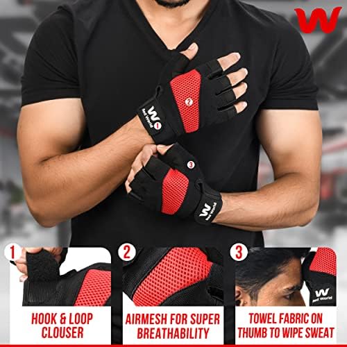 RED World workout rukavice za muškarce i žene, vježbe rukavice za dizanje tegova, biciklizam, teretana,