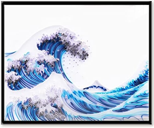 Uniquilling kit kit za papir za pucanje za odrasle za odrasle, ručno izrađeni DIY obrtni papir filigranski klinični komplet za slikanje, sobni zidni umjetnički dekor pokloni, 16 * 20-inčni veliki val Kanagawa