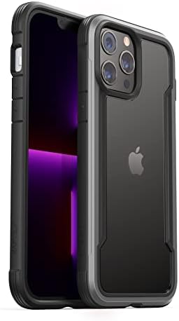 Raptični štit za iPhone 13 PRO futrolu, zaštitni od udarca, vojni 10FT Ispitivani, izdržljiv aluminijski okvir, anti-žutilačka tehnologija za iPhone 13 Pro, crna