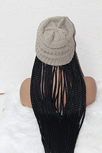BENEFLY topla meka rastezljiva Kablovska pletena kapa sa pričvršćenom kutijom pletenice produžetak kose