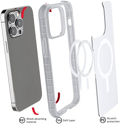 Ghostek Covert Magsafe iPhone 14 Pro Max Case Clear Clear Poklopac sa jakim magnetima za Apple Mag Sef Pribor i zaštitu od žutilišta Dizajnirana za 2022 Apple iPhone 14 Promax