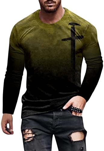 XXBR Halloween Muške majice, vojnik dugih rukava Smiješni grafički atletski vježbanje retro o vrat stranke