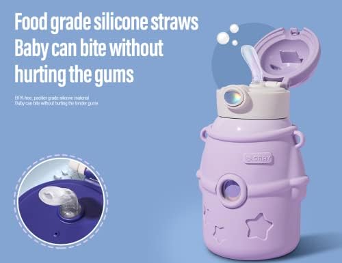 Litex prskana šalica za djecu u dobi od 3-15 - 17oz BPA bez slame - Slatka vakuum izolirana krigla - podesiva remen za šalice, pogodna za djevojčice, dječake, školu, vanjsku upotrebu