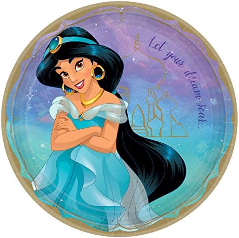 Aladinove potrepštine za zabavu na temu princeze Jasmine: Paket uključuje okrugle tanjire za večeru i salvete