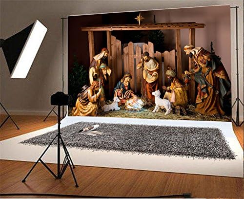 Aofoto 8x6ft Barn unutrašnjost jasle scene pozadina Hrista dijete rođenje Isusa rođenja pastira fotografija
