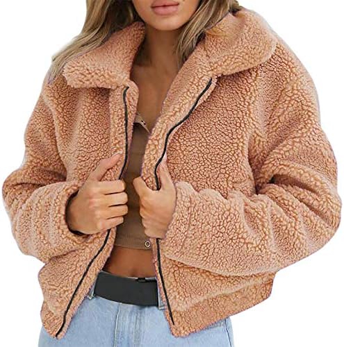 Kulywon Womens Dame Topla umjetna vuna kaput sa zatvaračem Zimska parka odjeća
